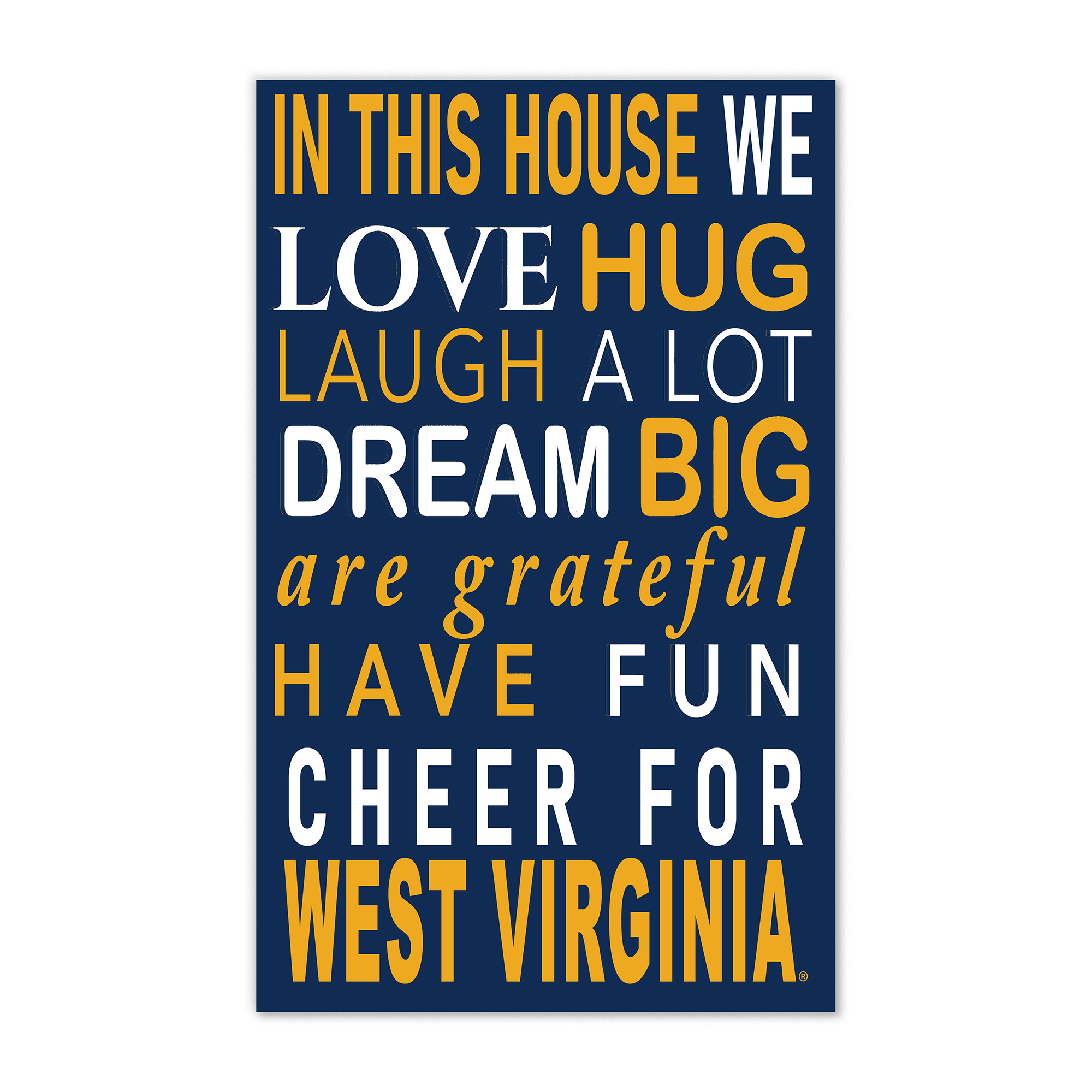 West Virginia Mountaineers 11" x 19" Briteline In This House Sign