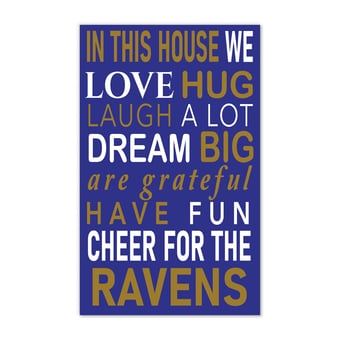 Baltimore Ravens 11" x 19" Briteline In This House Sign