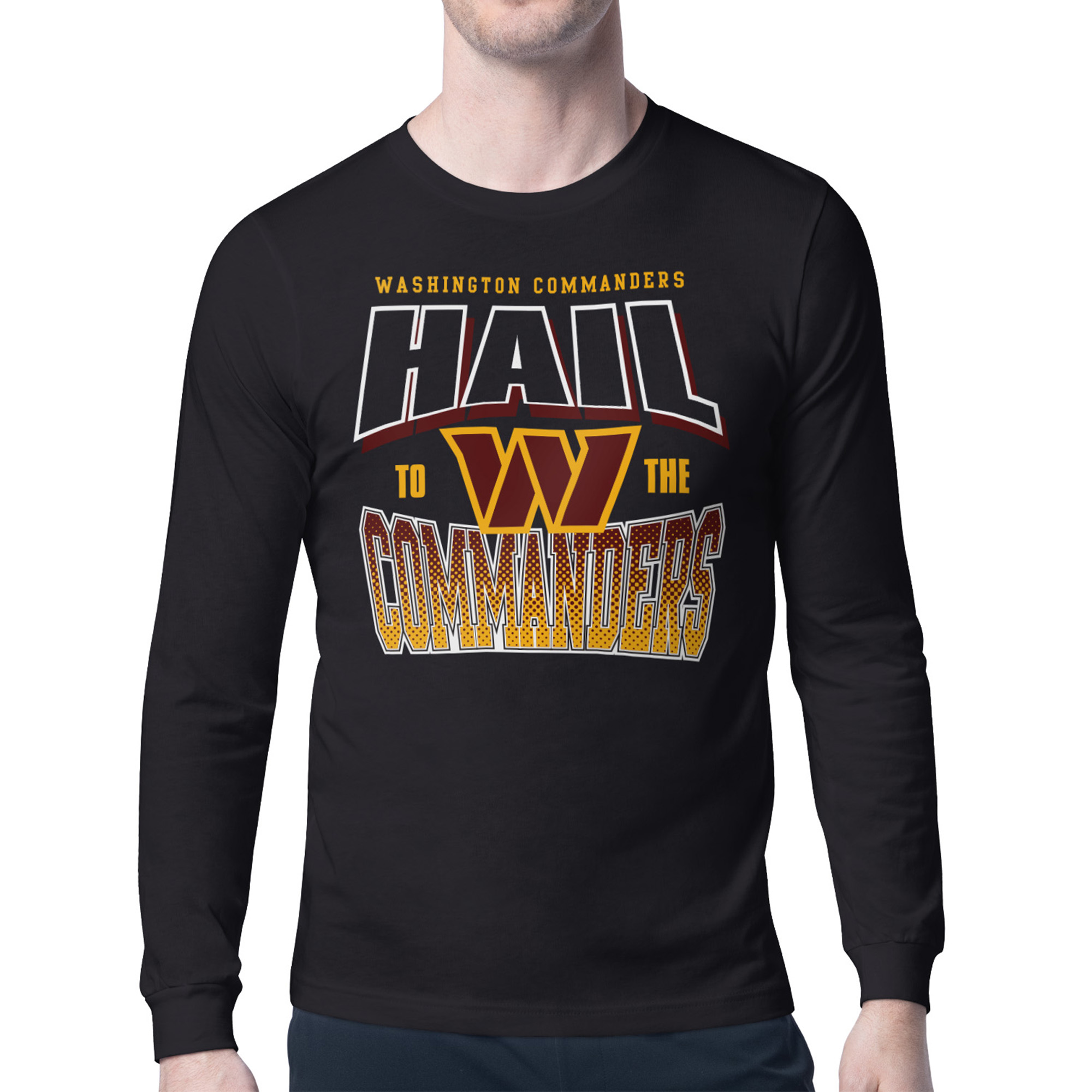 Men's Starter  Black Washington Commanders Comic Style Slogan Long Sleeve T-Shirt