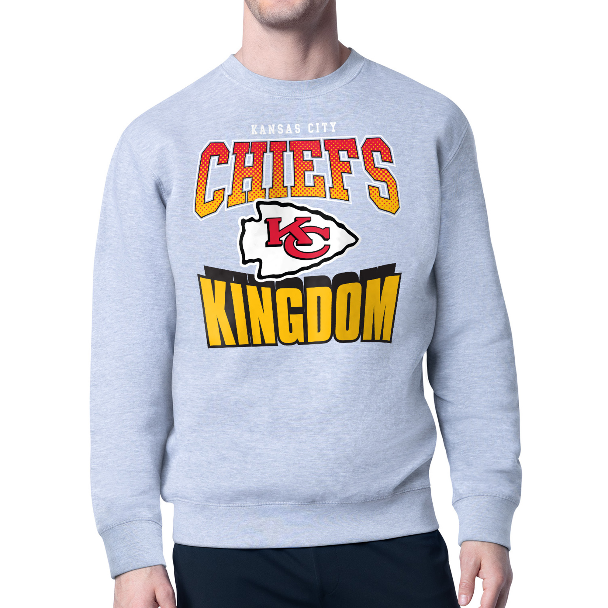 Men's Starter Gray Kansas City Chiefs Comic Style Sweatshirt