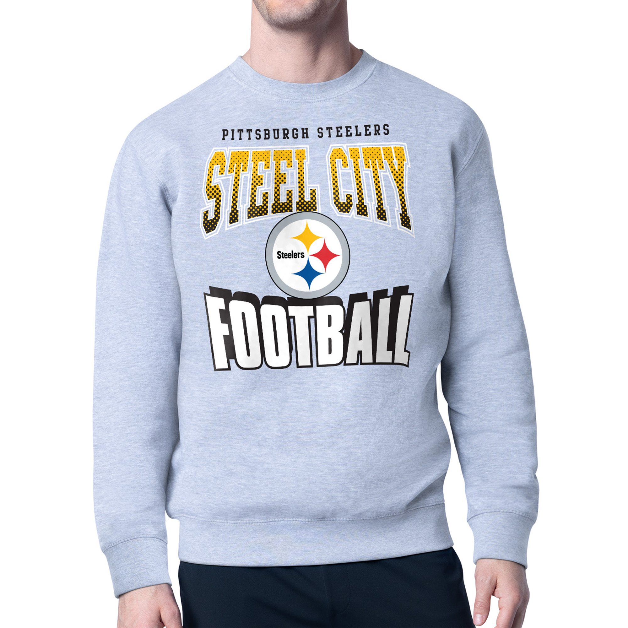 Men's Starter Gray Pittsburgh Steelers Comic Style Sweatshirt