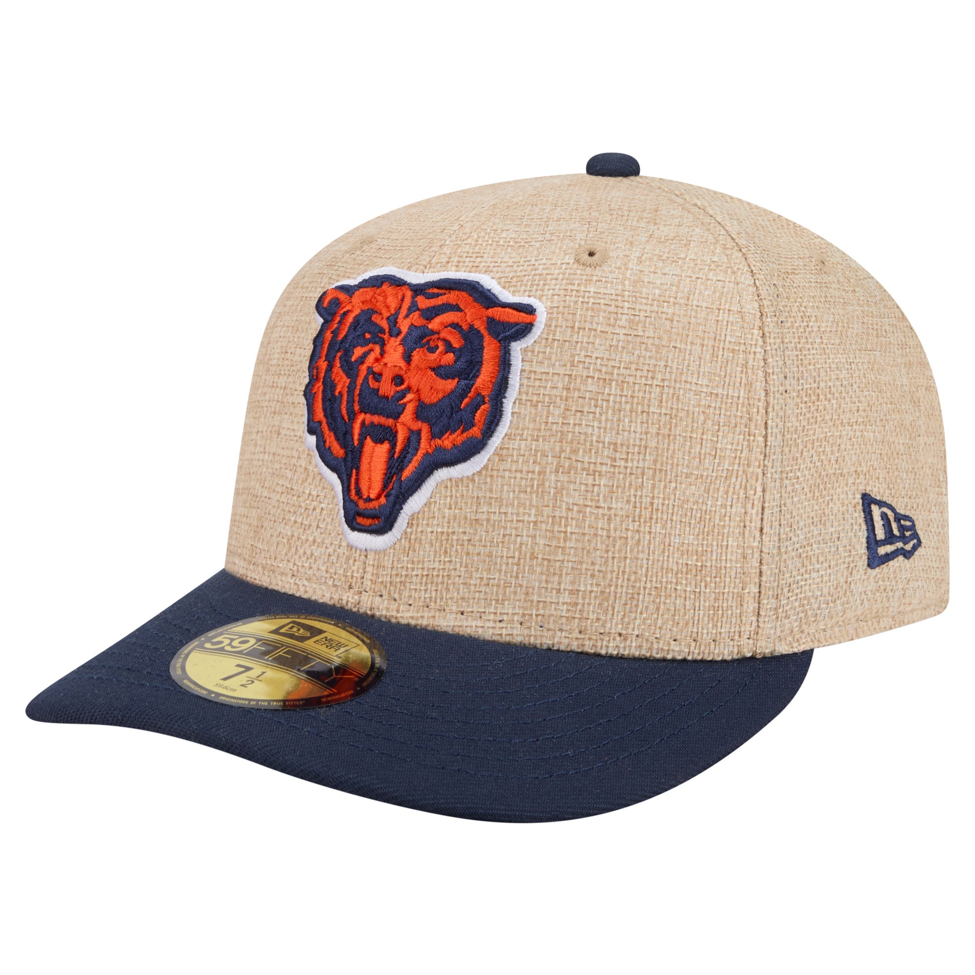 Men's New Era  Natural/Navy Chicago Bears Pre-Curved Twine 59FIFTY Fitted Hat