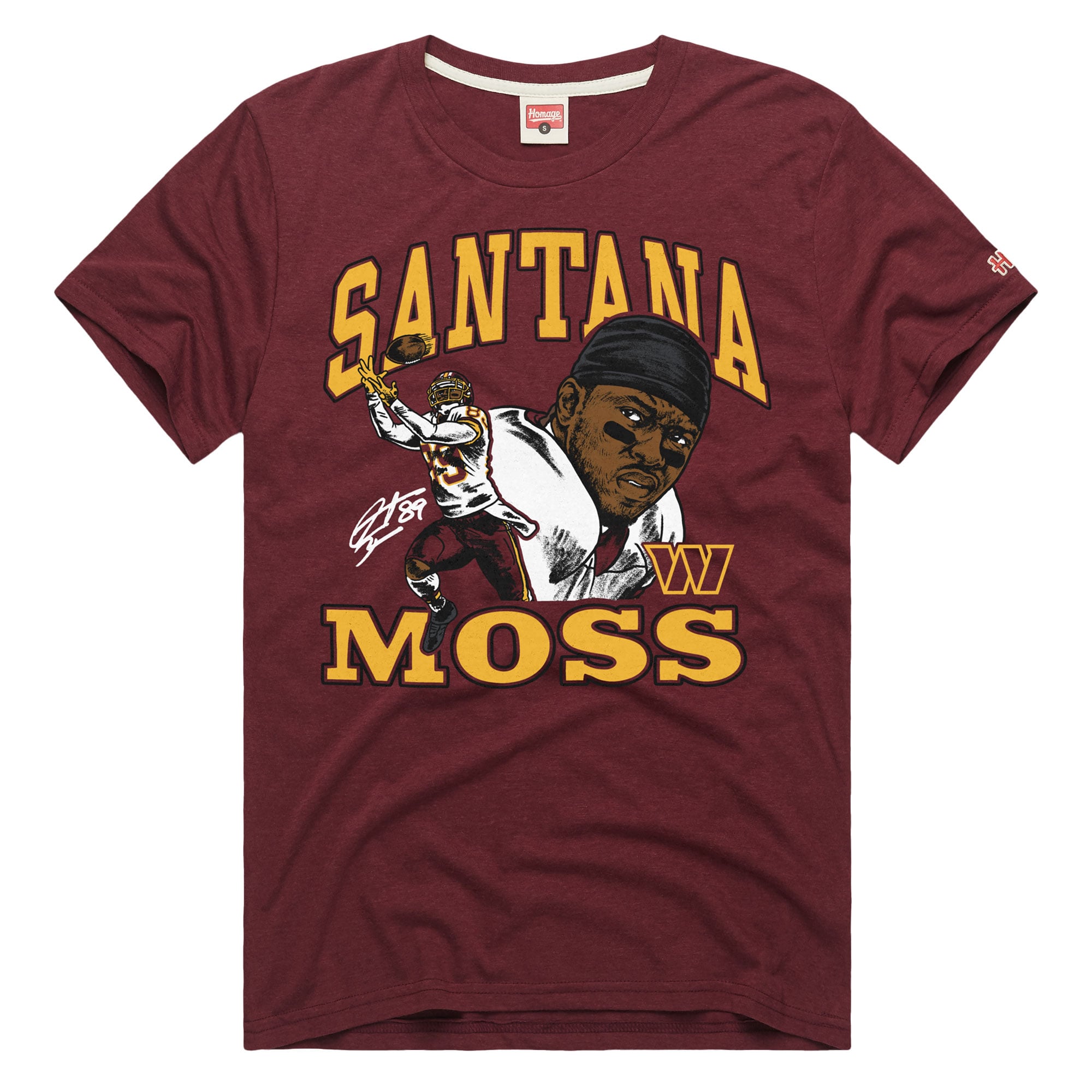 Unisex Homage Santana Moss Burgundy Washington Commanders Classic Illustration Tri-Blend T-Shirt