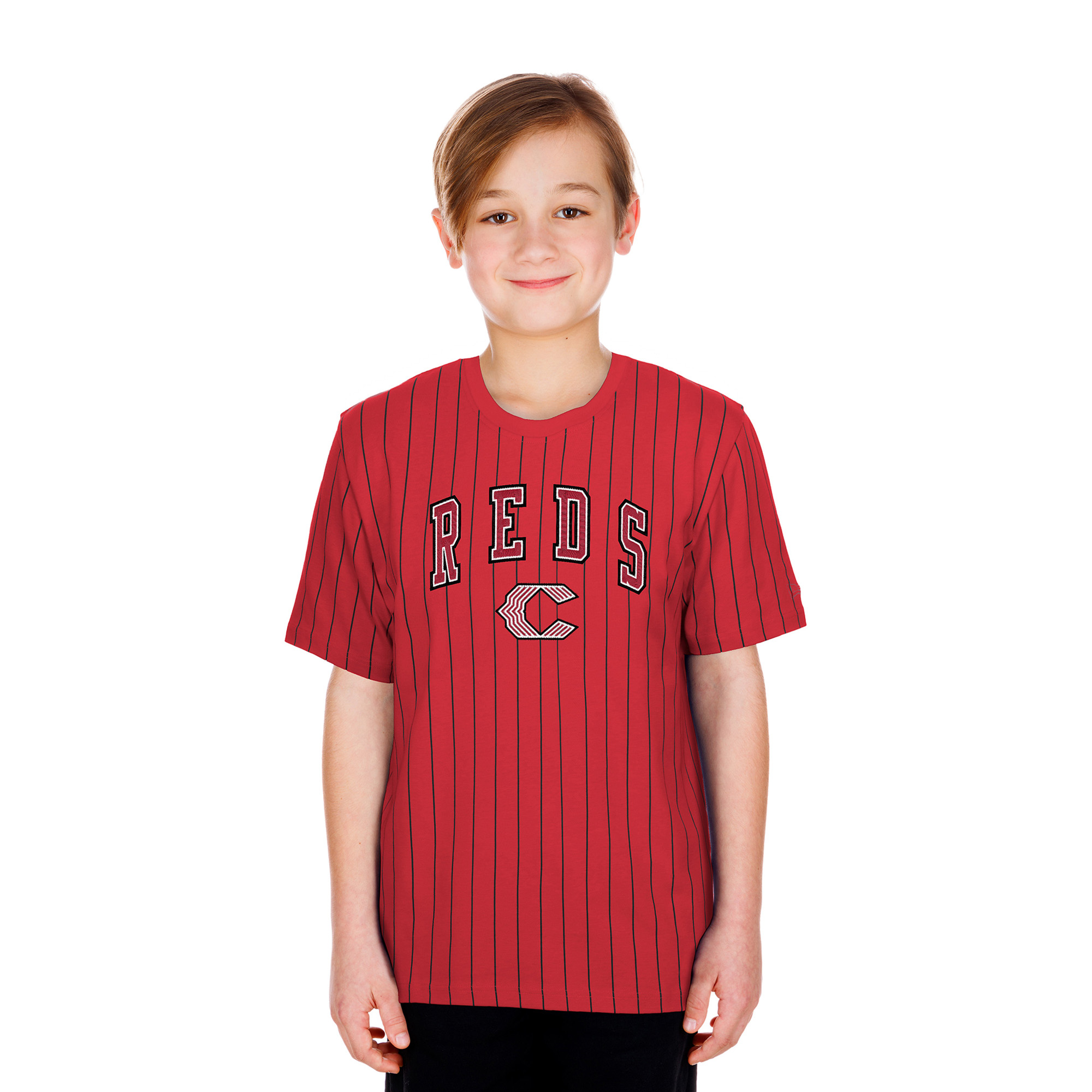 Youth New Era Red Cincinnati Reds 2026 City Connect Pinstripe T-Shirt
