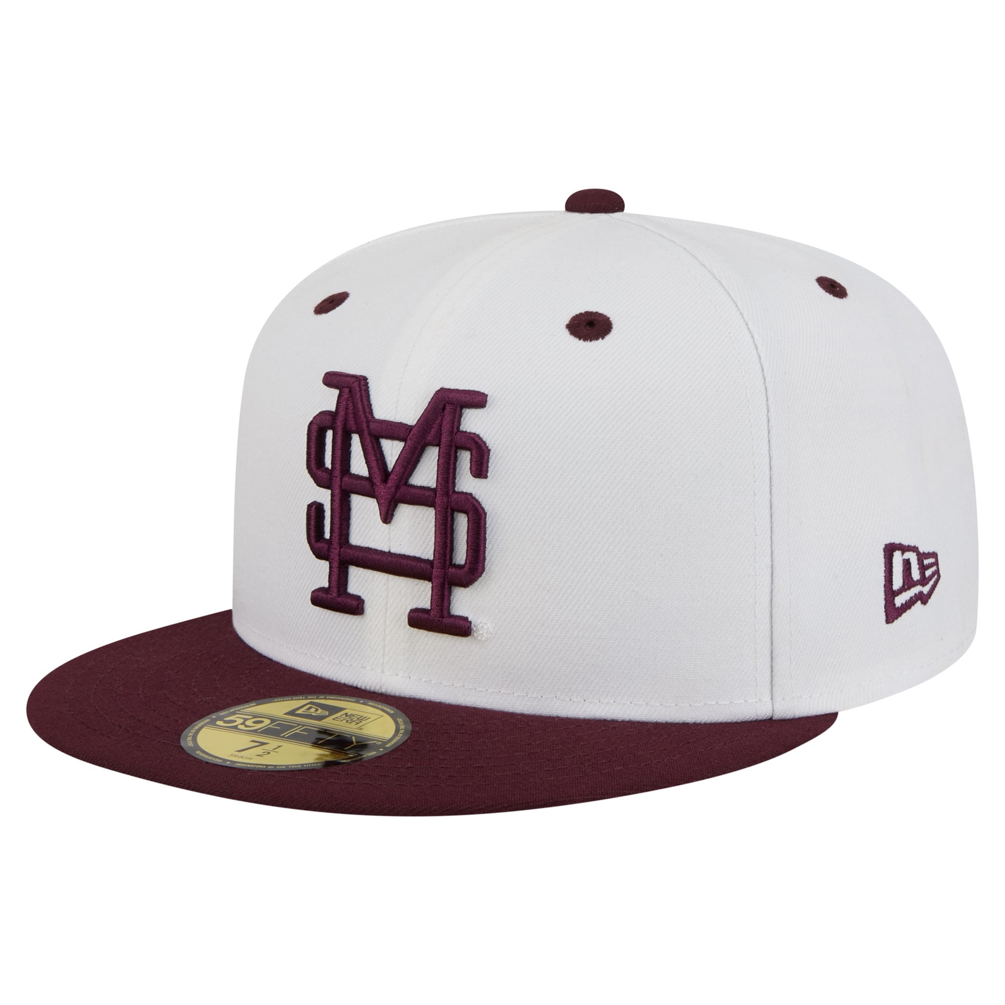 Men's New Era White/Maroon Mississippi State Bulldogs On-Field Baseball Fitted Hat