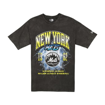 Men's New Era Black New York Mets Lightning Round Mineral Wash T-Shirt