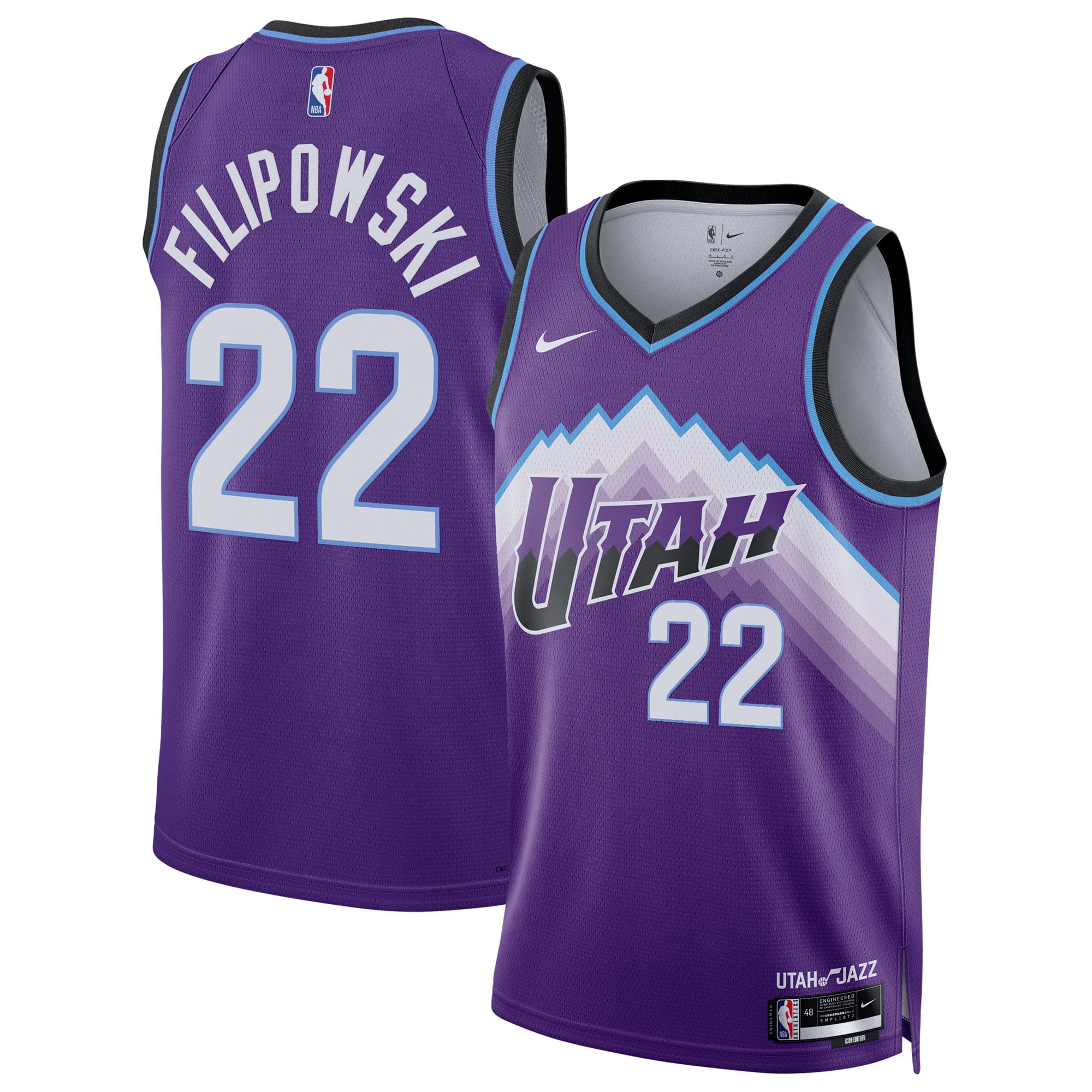 Unisex Nike Kyle Filipowski Purple Utah Jazz Swingman Jersey - Icon Edition
