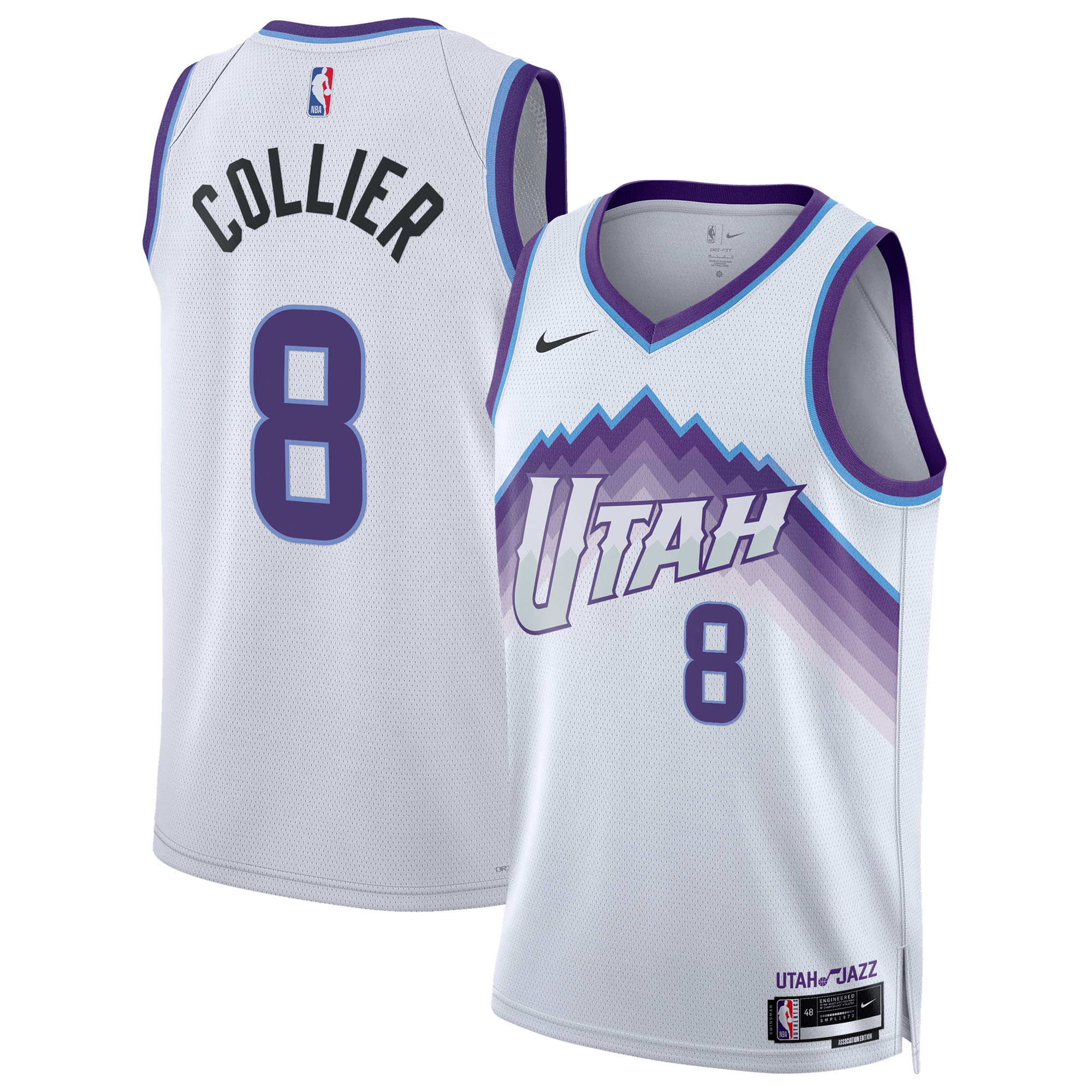 Unisex Nike Isaiah Collier White Utah Jazz Swingman Jersey - Association Edition