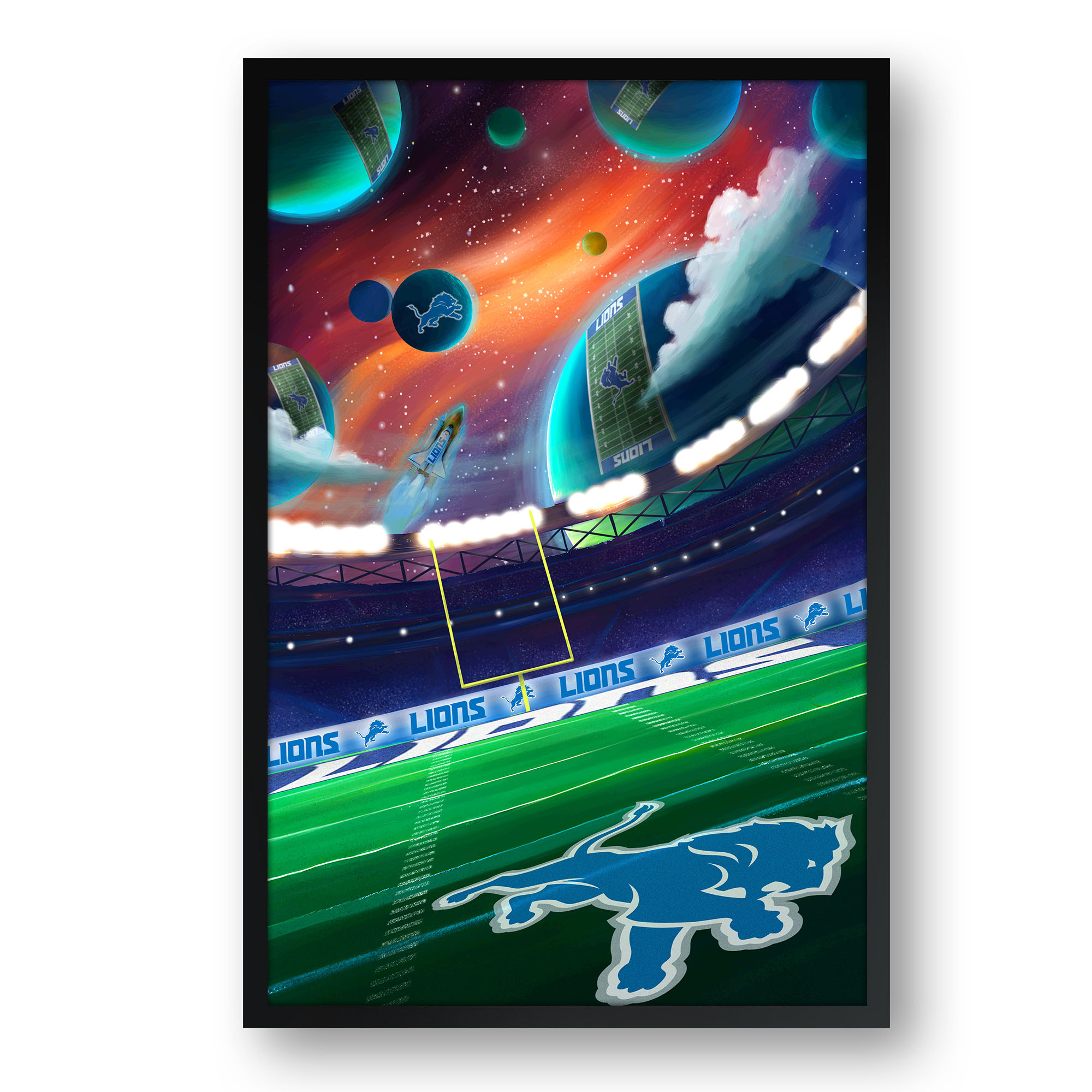 Detroit Lions Galaxy Print Framed Art