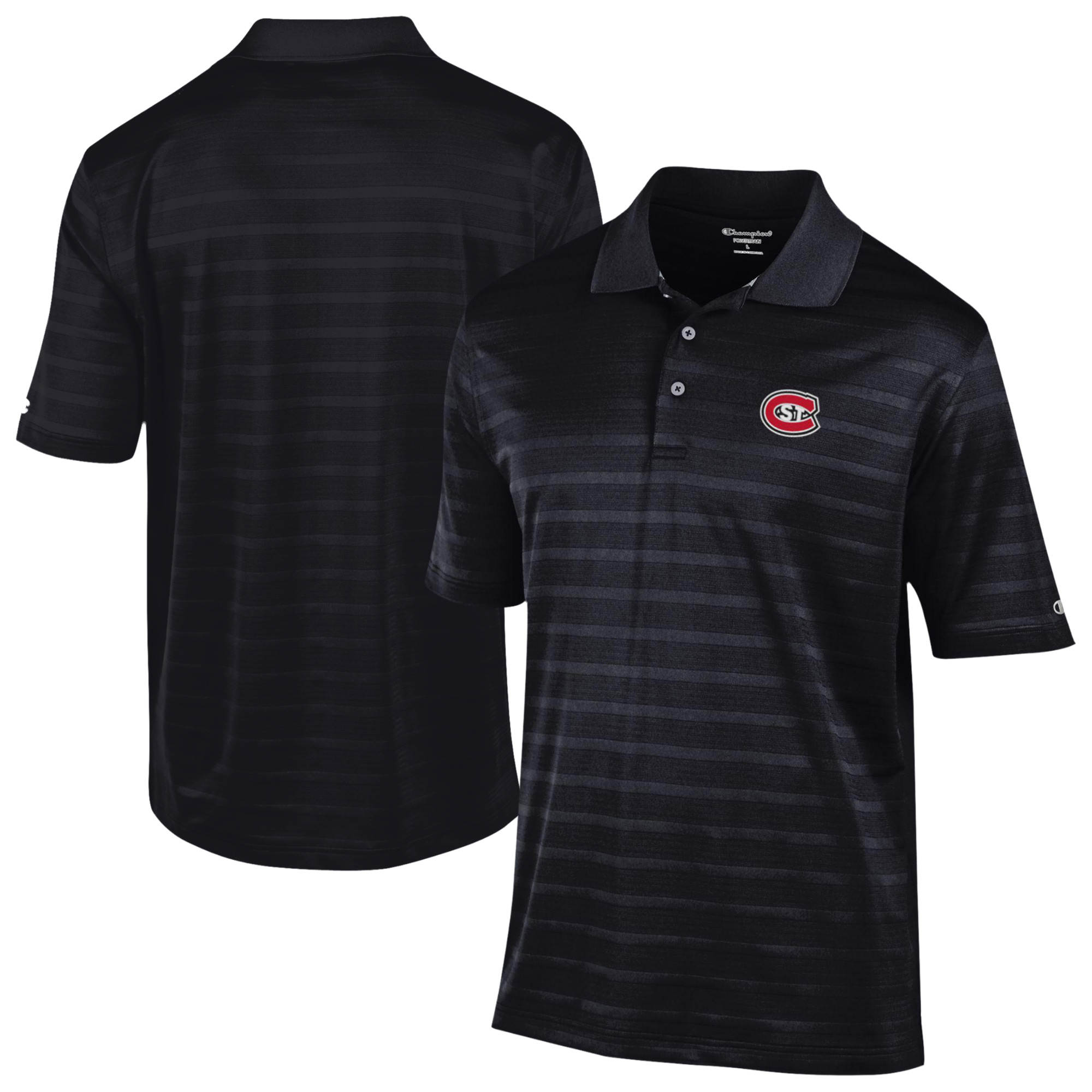 Men's Champion Black St. Cloud State Huskies Relaxed Fit Textured Solid Polo