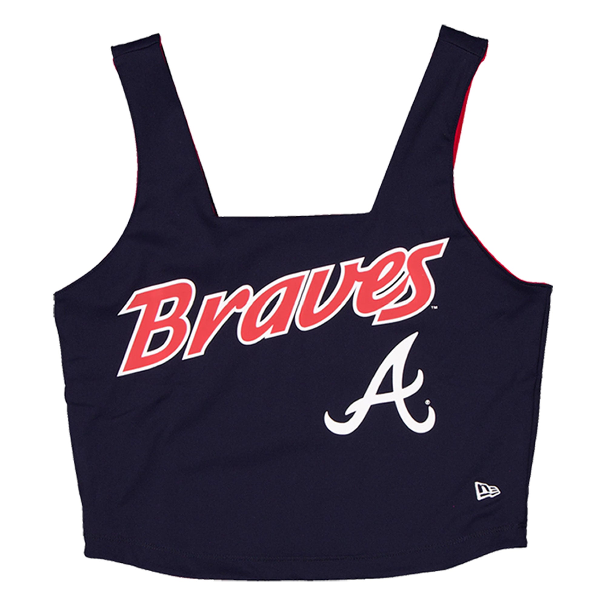 Women's New Era Navy Atlanta Braves Reversible Cropped Sport Classics Tank Top