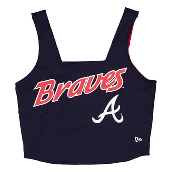 Women's New Era Navy Atlanta Braves Reversible Cropped Sport Classics Tank Top