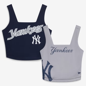 Women's New Era Navy New York Yankees Reversible Cropped Sport Classics Tank Top