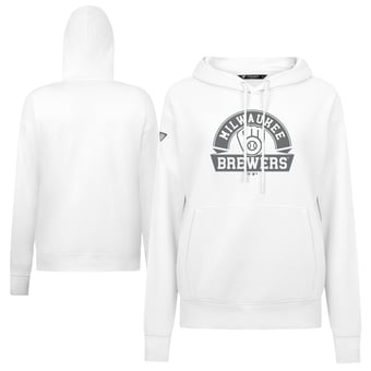 Women's Levelwear White Milwaukee Brewers Adorn Banner Arch Hoodie