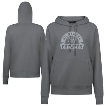Women's Levelwear Stone Milwaukee Brewers Adorn Banner Arch Hoodie