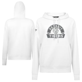 Women's Levelwear White Detroit Tigers Adorn Banner Arch Hoodie