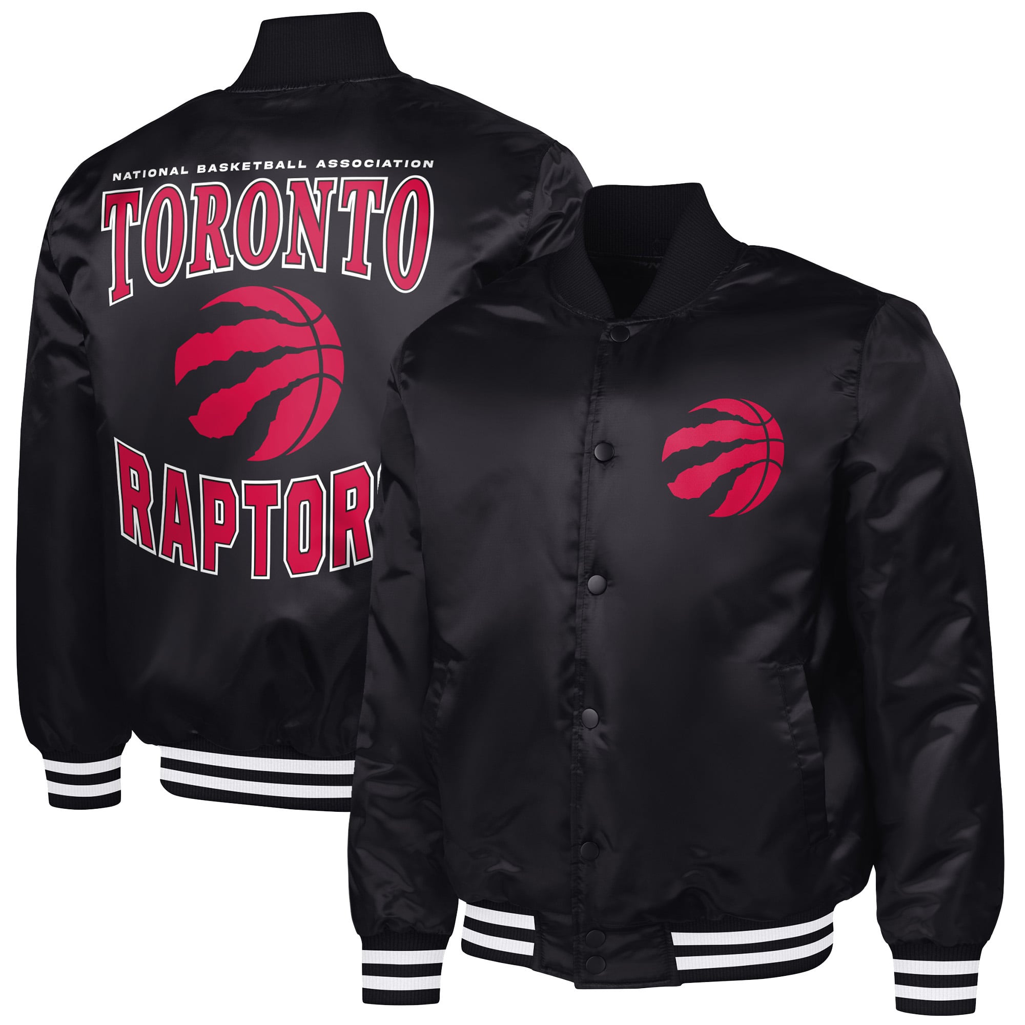 Men's G-III Sports by Carl Banks Black Toronto Raptors Adaptive Bold Logo Satin Varsity Jacket
