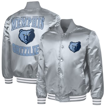 Men's G-III Sports by Carl Banks Gray Memphis Grizzlies Adaptive Bold Logo Satin Varsity Jacket
