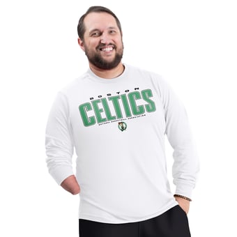 Men's G-III Sports by Carl Banks White Boston Celtics Adaptive Printed Mesh Effect Long Sleeve T-Shirt