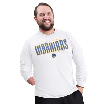 Men's G-III Sports by Carl Banks White Golden State Warriors Adaptive Printed Mesh Effect Long Sleeve T-Shirt