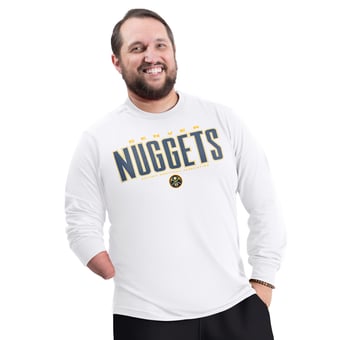 Men's G-III Sports by Carl Banks White Denver Nuggets Adaptive Printed Mesh Effect Long Sleeve T-Shirt