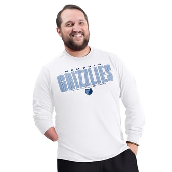 Men's G-III Sports by Carl Banks White Memphis Grizzlies Adaptive Printed Mesh Effect Long Sleeve T-Shirt