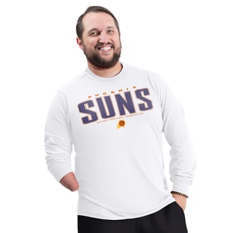 Men's G-III Sports by Carl Banks White Phoenix Suns Adaptive Printed Mesh Effect Long Sleeve T-Shirt