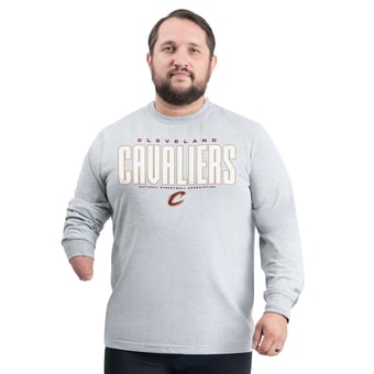 Men's G-III Sports by Carl Banks Gray Cleveland Cavaliers Adaptive Printed Mesh Effect Long Sleeve T-Shirt