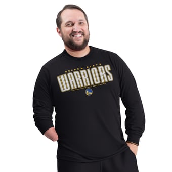 Men's G-III Sports by Carl Banks Black Golden State Warriors Adaptive Printed Mesh Effect Long Sleeve T-Shirt