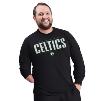 Men's G-III Sports by Carl Banks Black Boston Celtics Adaptive Printed Mesh Effect Long Sleeve T-Shirt