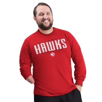 Men's G-III Sports by Carl Banks Red Atlanta Hawks Adaptive Printed Mesh Effect Long Sleeve T-Shirt