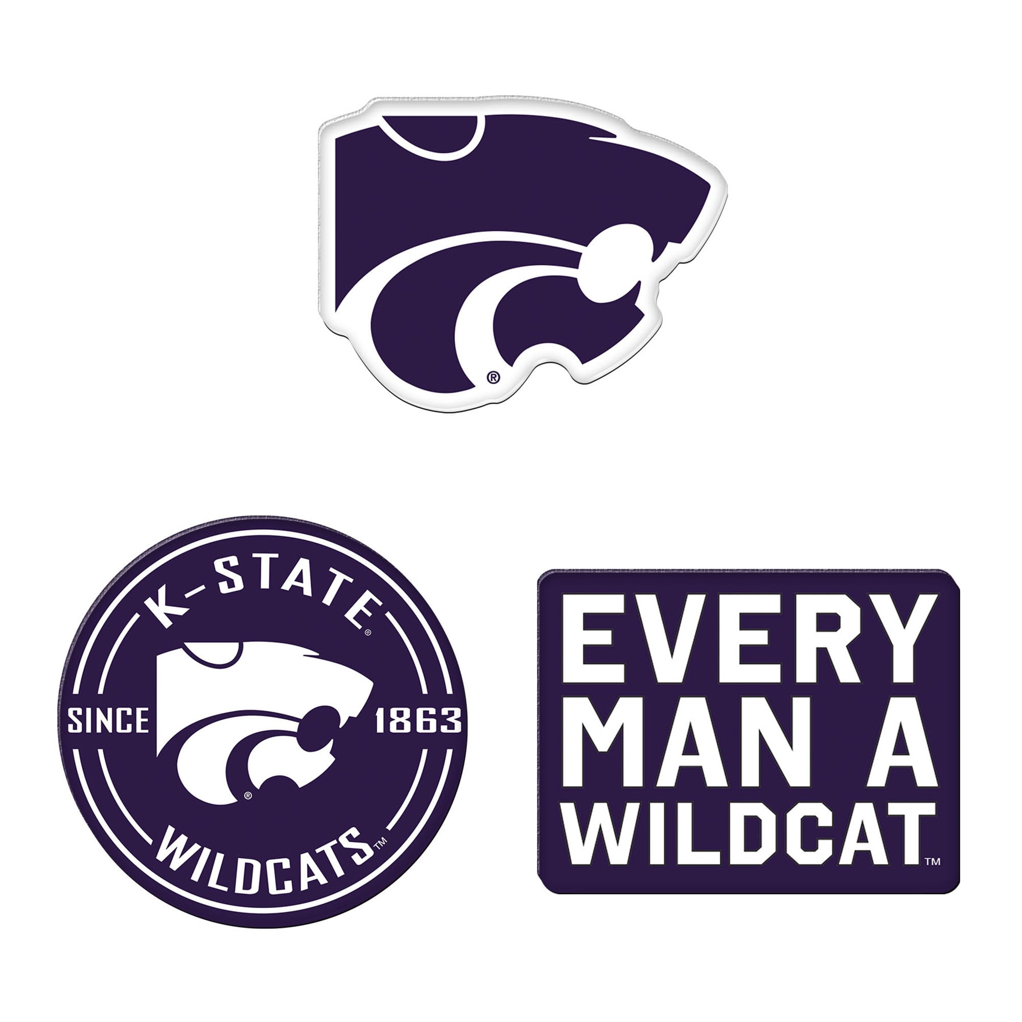 WinCraft  Kansas State Wildcats 3-Pack Premium Fridge Magnet Set