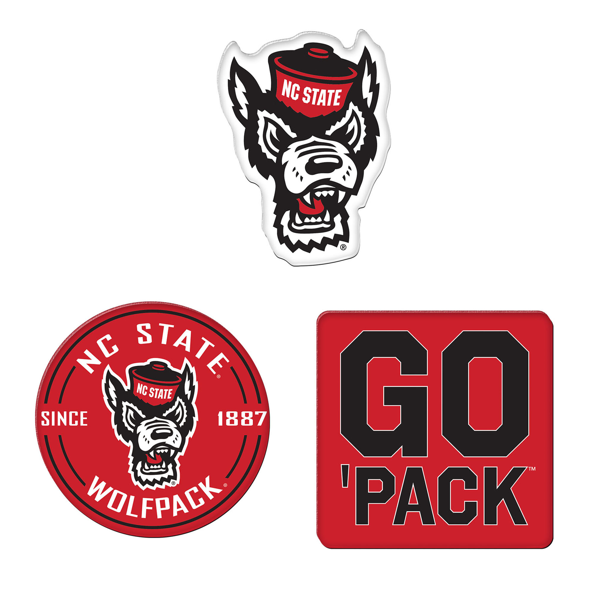 WinCraft  NC State Wolfpack 3-Pack Premium Fridge Magnet Set