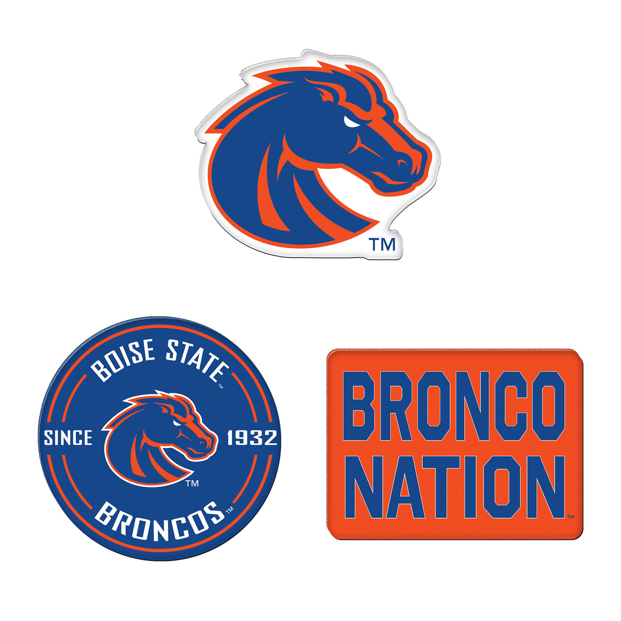WinCraft  Boise State Broncos 3-Pack Premium Fridge Magnet Set