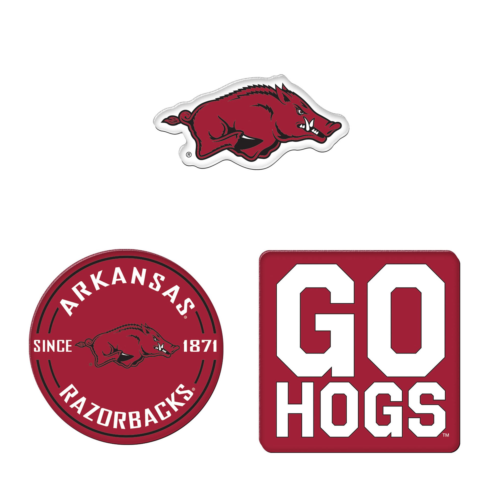 WinCraft  Arkansas Razorbacks 3-Pack Premium Fridge Magnet Set