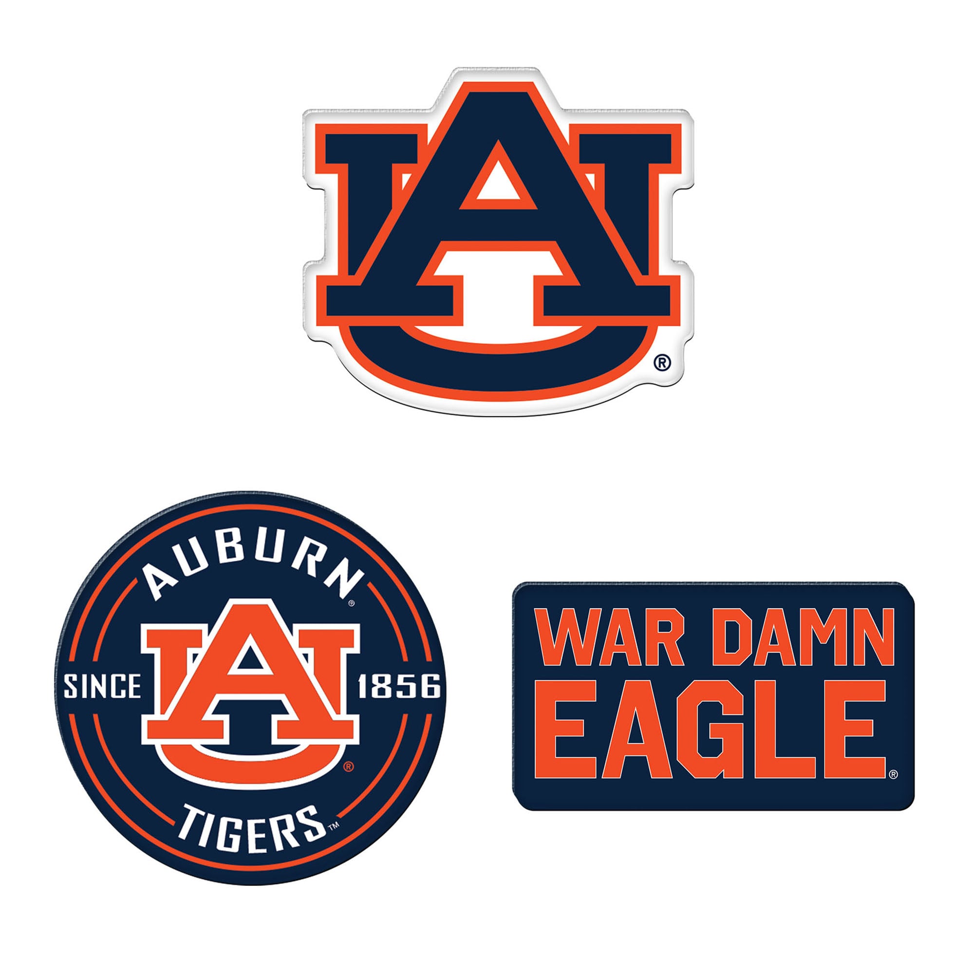WinCraft  Auburn Tigers 3-Pack Premium Fridge Magnet Set