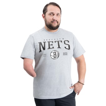Men's G-III Sports by Carl Banks Gray Brooklyn Nets Adaptive Classic Team Spirit Short Sleeve T-Shirt