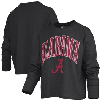 Women's Pressbox Black Alabama Crimson Tide Motley Boxy Waist-Length Long Sleeve T-Shirt