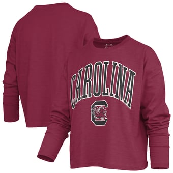 Women's Pressbox Garnet South Carolina Gamecocks Motley Boxy Waist-Length Long Sleeve T-Shirt
