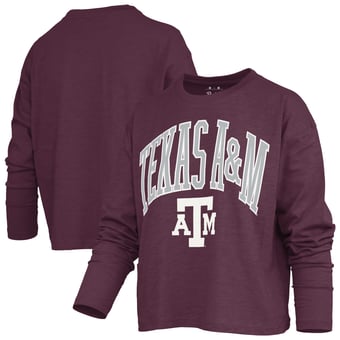 Women's Pressbox Maroon Texas A&M Aggies Motley Boxy Waist-Length Long Sleeve T-Shirt