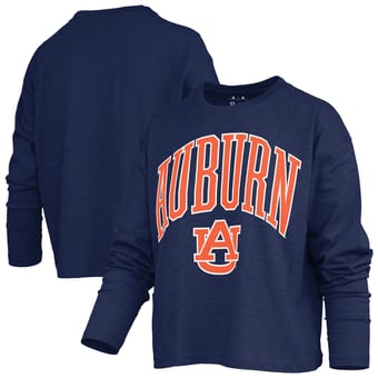 Women's Pressbox Navy Auburn Tigers Motley Boxy Waist-Length Long Sleeve T-Shirt