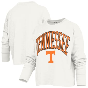 Women's Pressbox White Tennessee Volunteers Motley Boxy Waist-Length Long Sleeve T-Shirt
