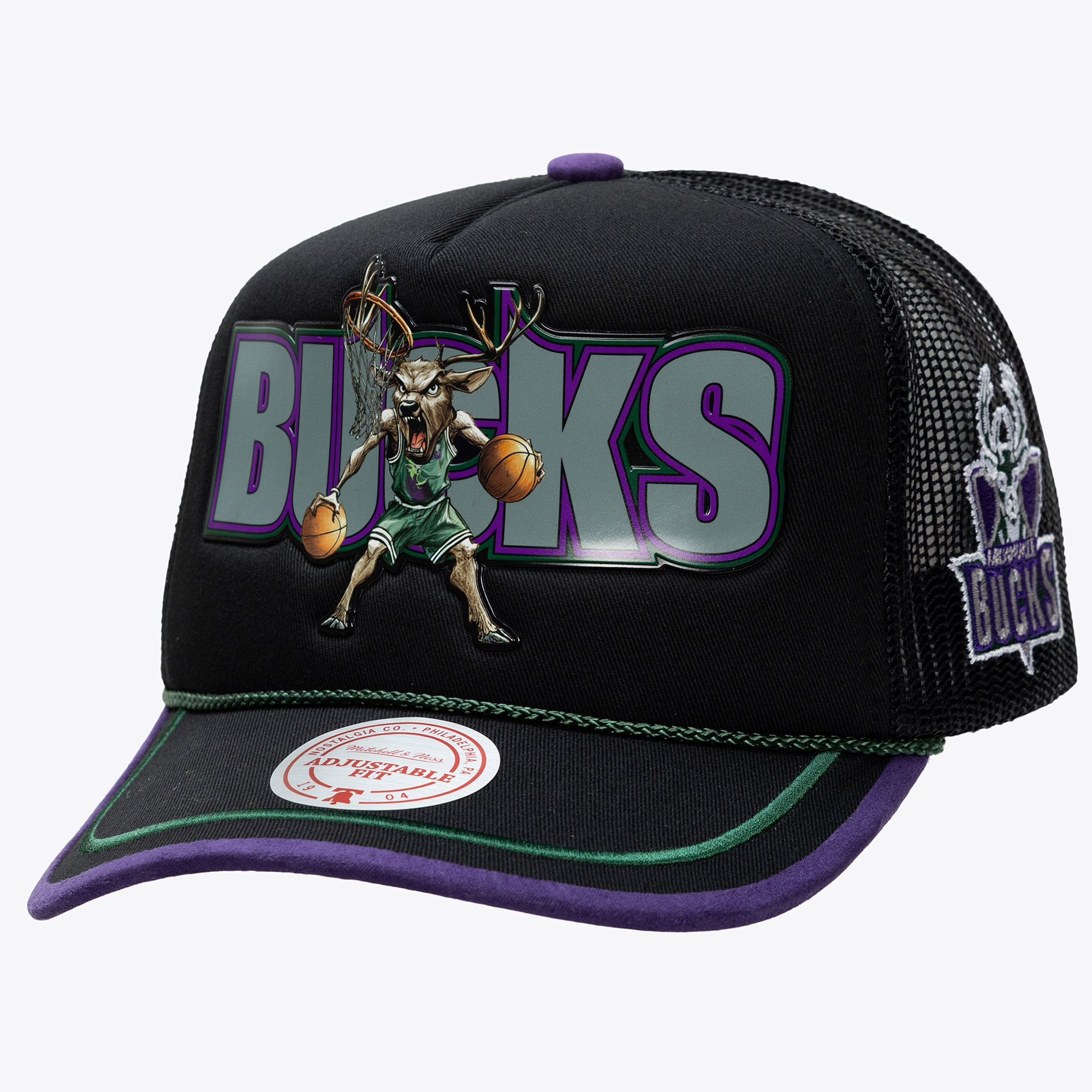 Men’s Mitchell & Ness x LRG Black Milwaukee Bucks Hardwood Classics Trucker Adjustable Hat Men’s Mitchell & Ness x LRG Black Milwaukee Bucks Hardwood Classics Trucker Adjustable Hat