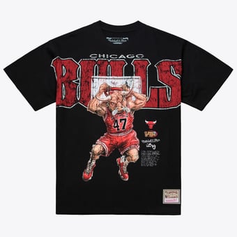 Men's Mitchell & Ness x LRG Black Chicago Bulls Wild Art T-Shirt