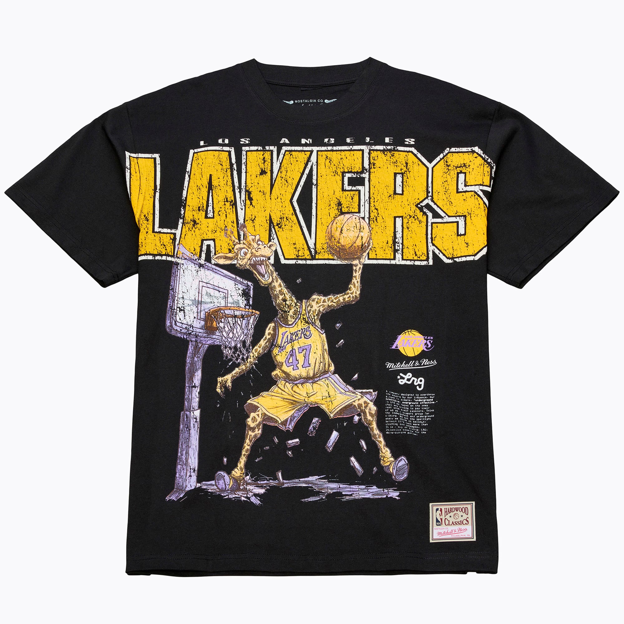 Men's Mitchell & Ness x LRG Black Los Angeles Lakers Wild Art T-Shirt