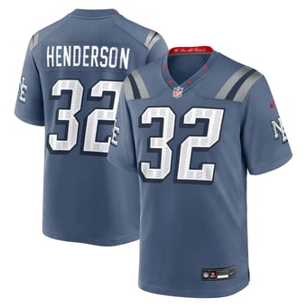 Men's Nike TreVeyon Henderson Blue New England Patriots Rivalries Collection Game Jersey