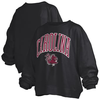 Women's Pressbox Black South Carolina Gamecocks Oversized Janise Arch Over Logo Fleece Sweatshirt