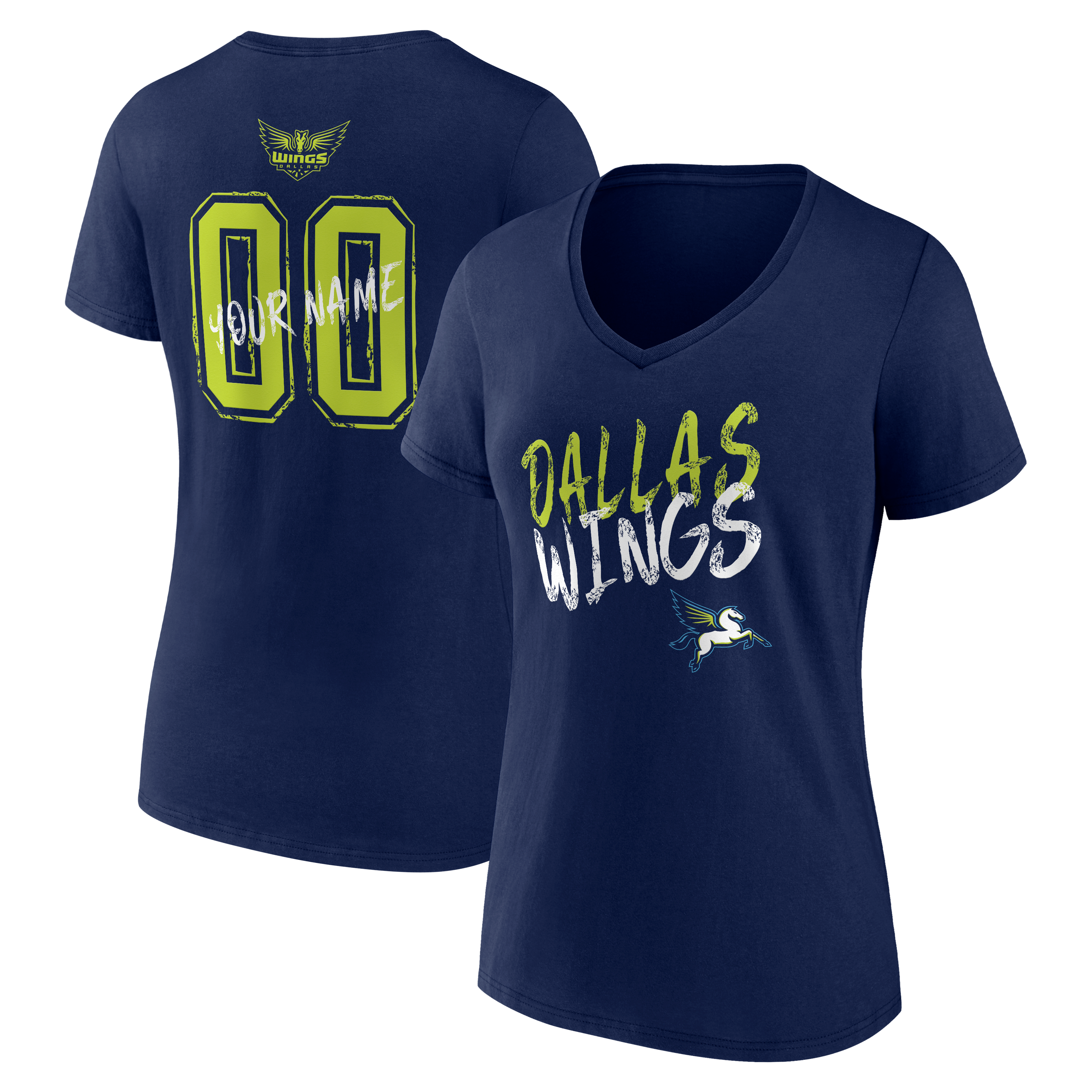 Women's Navy Dallas Wings Hustle Custom V-Neck T-Shirt