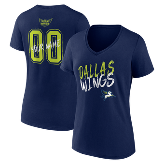 Women's Navy Dallas Wings Hustle Custom V-Neck T-Shirt