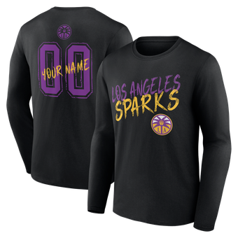 Men's Black Los Angeles Sparks Hustle Custom Long Sleeve T-Shirt